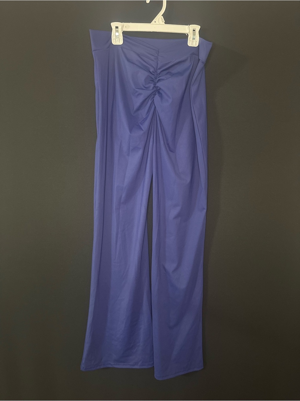 Women’s High-Waist Ruched Front Wide-Leg Leggings - Royal Blue